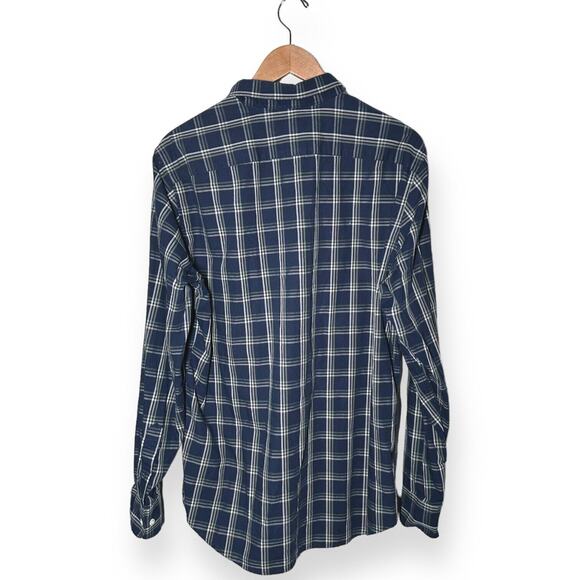 BANANA REPUBLIC Soft Wash Button Up Shirt Slim Fit Blue Plaid Night Out Large - Picture 3 of 9